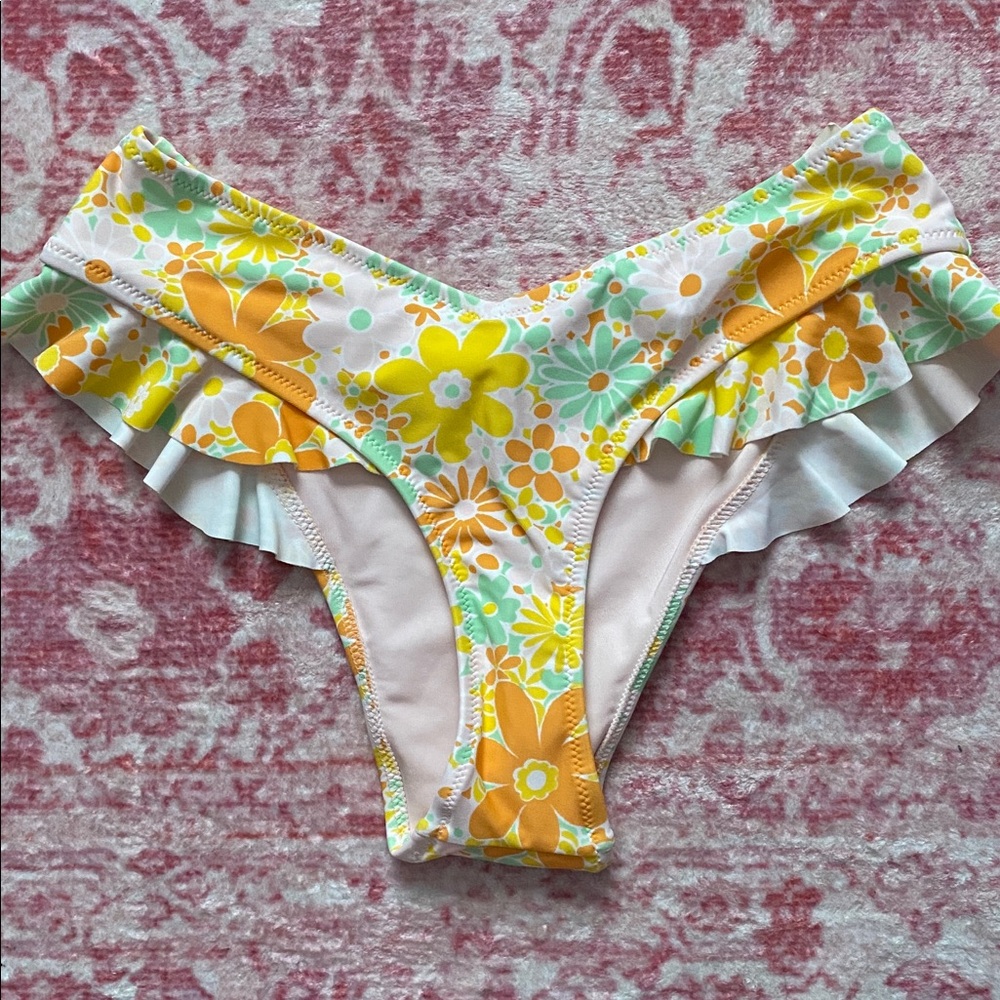 Aerie Floral Bikini Bottom with Ruffles